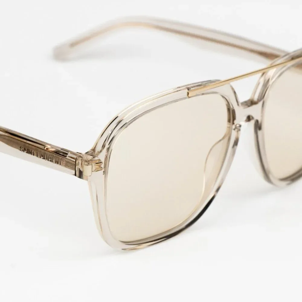NEW Saint Laurent SL545 002 Beige Light Yellow Pilot Unisex Sunglasses
